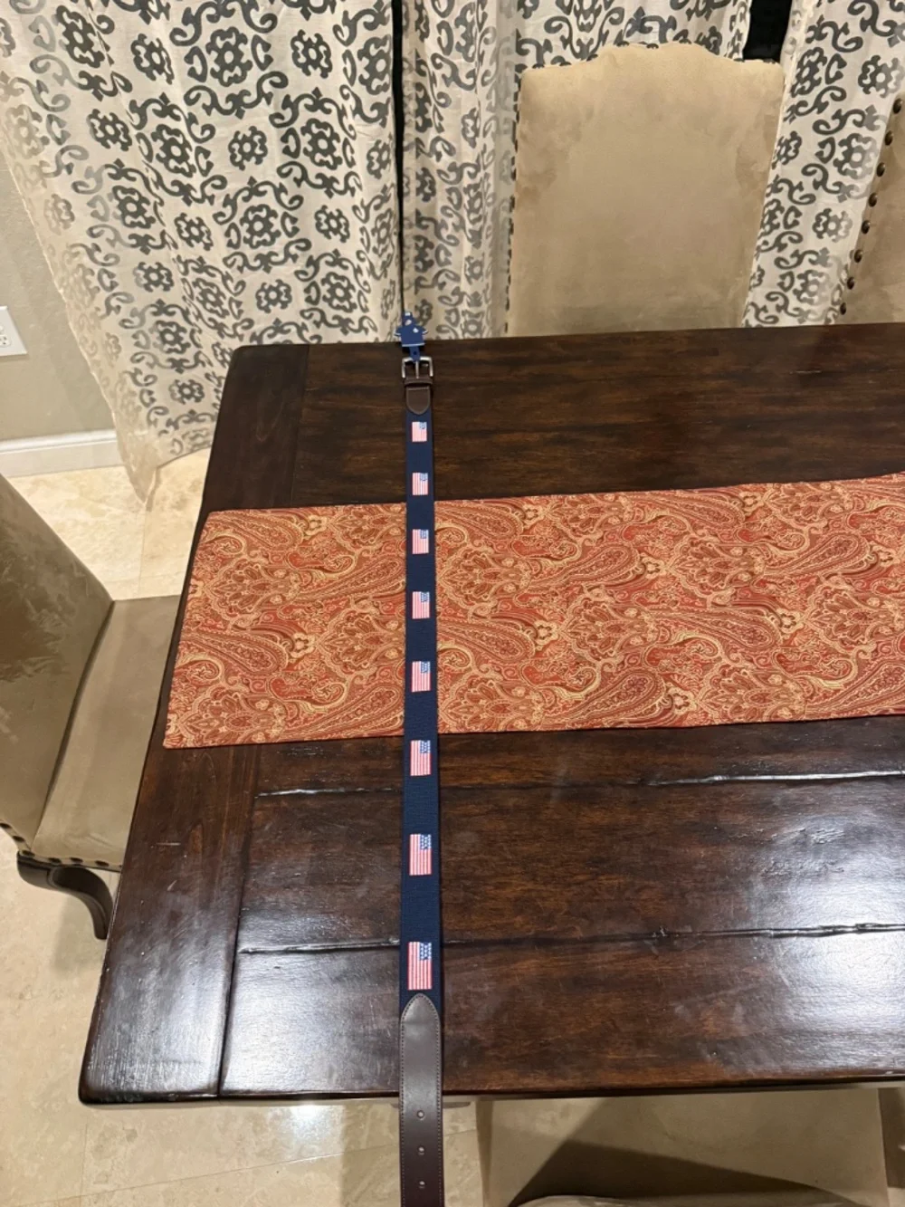 Penguin Men's Size 38 Navy American Flag Belt MSRP $60